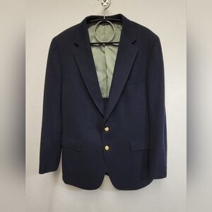 Cricketeer Wool Sport Coat/Classic Navy Blazer with Gold Buttons Mens Size 44